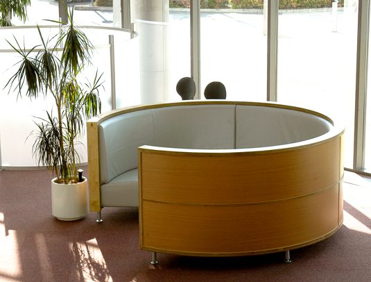 Circular leather seating booths